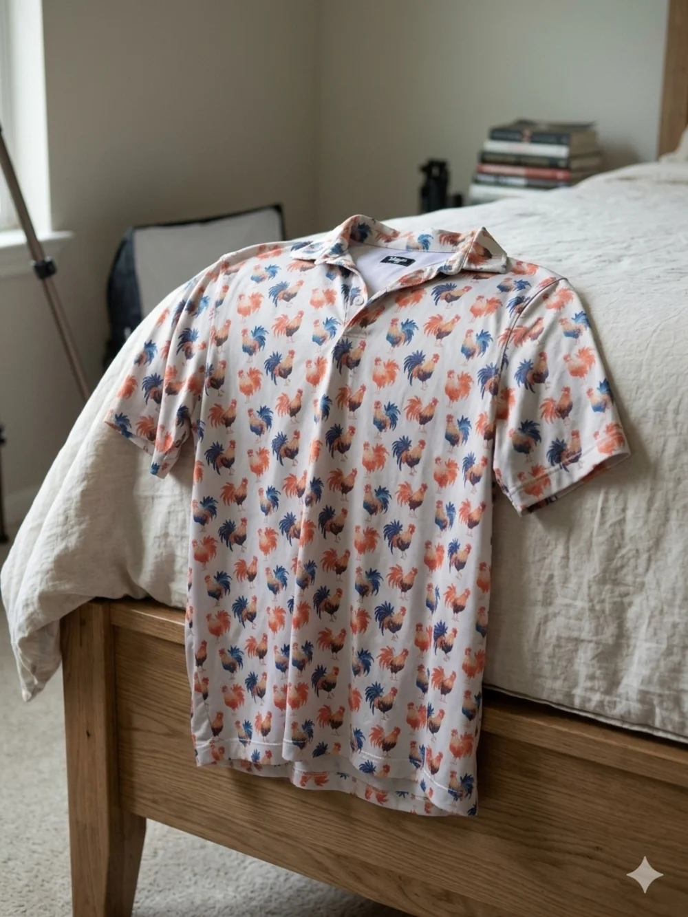 Waggle Golf Cocky Rooster Performance Polo Shirt | White | Men's 2XL - Picture 8 of 8